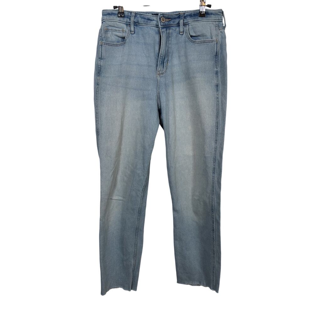 Hollister Mom Jeans Womens 29 Blue Ultra High Rise Vintage Stretch Raw Hem